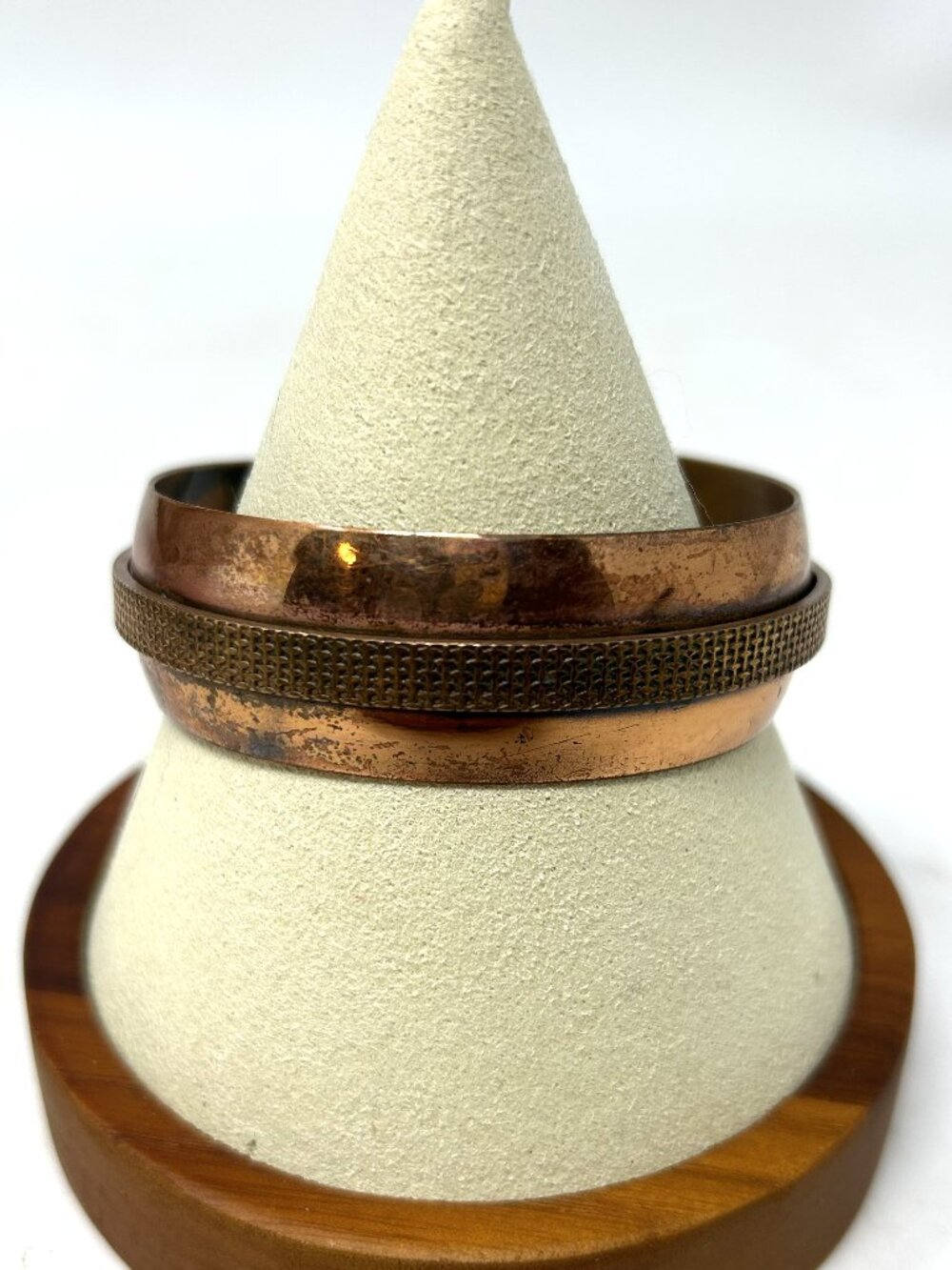 Vtg Marked Genuine Copper MCM Woman’s Cuff Bracelet sz 6 ½” Weave Pattern Strip